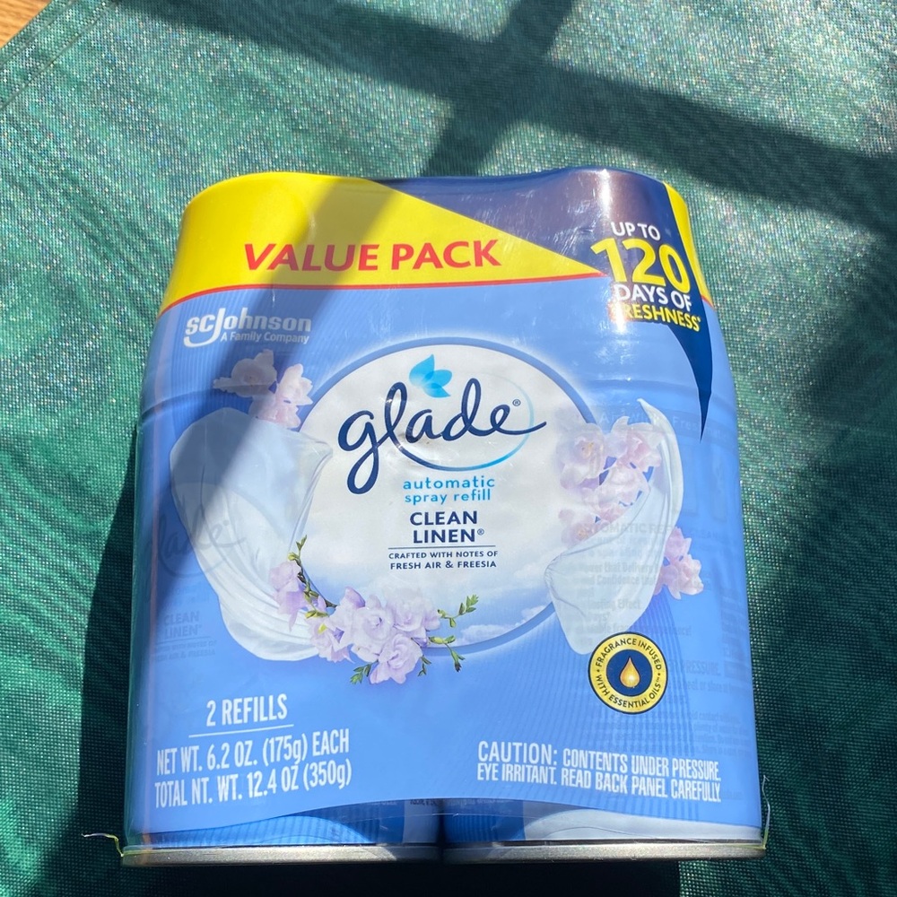 Glade Clean Linen Automatic Spray Refill Value 2 Pack 6.2 oz Each Can